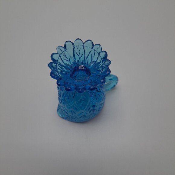 Kanawha Blue Pressed Glass Miniature Pitcher Toothpick Holder Decorative Accent - Picture 11 of 12